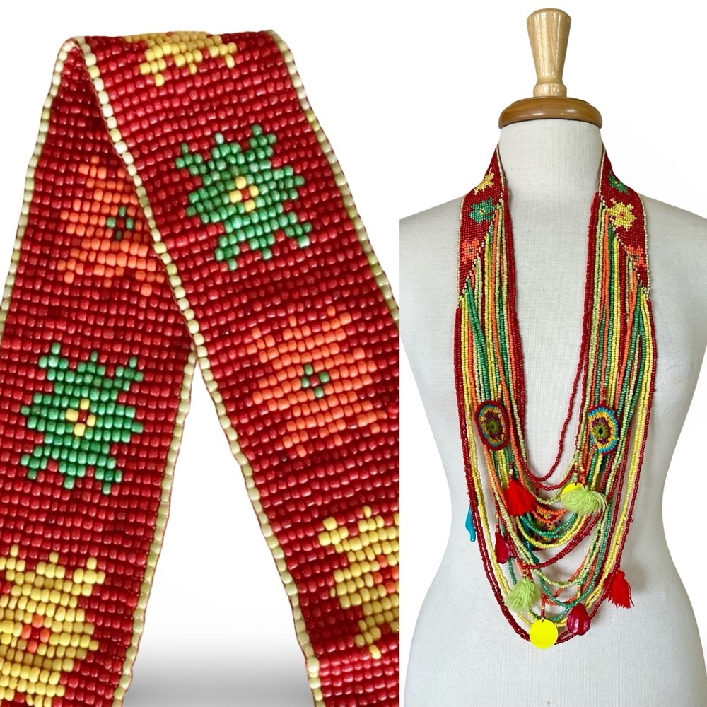 Glass Beaded Tassel Statement Necklace by Antica Sartoria LA DOLCE VITA POSITANO